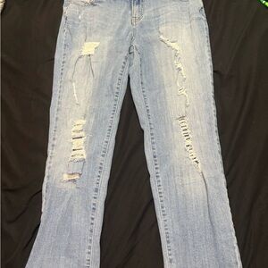 Jennifer Lopez Light Blue Distressed Boyfriend Jeans